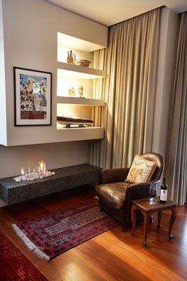 Fireplace reading nook